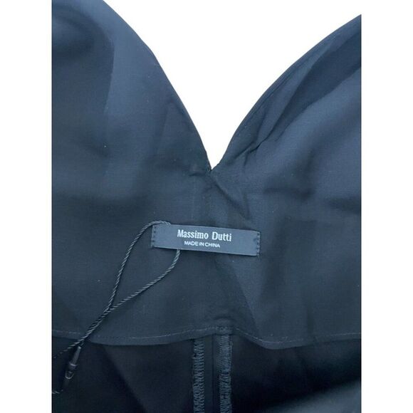 Massimo Dutti Women Midi Dress EU 36 US 4 Black Sleeveless Deep V Neck NWOT - Picture 5 of 11